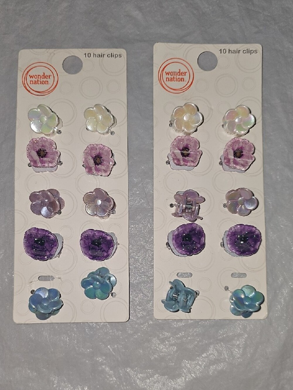 wonder nation Girls Floral Hair Clips 2 Packs of 10 Hair Clips New